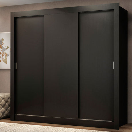 Closet Mônaco Negro 210x17.1cm con Cuatro Entrepaños y Tres Puertas - CLOSETS | Bylmo