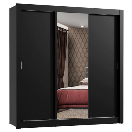 Closet Mônaco Negro 210x21.4cm con Cuatro Entrepaños Tres Puertas y Con Espejo - CLOSETS | Bylmo