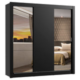 Closet Mônaco Negro 210x25.7cm con Cuatro Entrepaños Tres Puertas y Con Espejo - CLOSETS | Bylmo