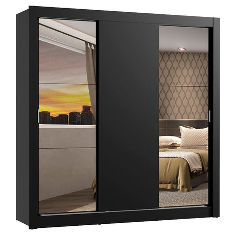 Closet Mônaco Negro 210x25.7cm con Cuatro Entrepaños Tres Puertas y Con Espejo - CLOSETS | Bylmo