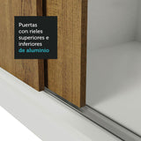 Closet Mônaco Blanco y Marron 210x21.4cm con Cuatro Entrepaños Tres Puertas y Con Espejo - CLOSETS | Bylmo