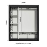Closet Mônaco Negro y Marron 210x17.1cm con Cuatro Entrepaños y Tres Puertas - CLOSETS | Bylmo