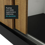 Closet Mônaco Negro y Marron 210x17.1cm con Cuatro Entrepaños y Tres Puertas - CLOSETS | Bylmo