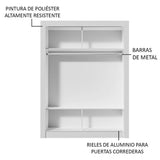 Closet Denver Blanco 217.8x15.8cm con Tres Entrepaños Dos Puertas y Con Espejo - CLOSETS | Bylmo