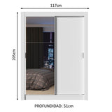 Closet Denver Blanco 217.8x15.8cm con Tres Entrepaños Dos Puertas y Con Espejo - CLOSETS | Bylmo