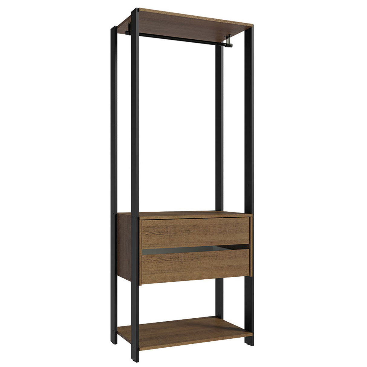 Closet Abierto Valencia Marron y Negro 70x180cm con Dos Entrepaños - CLOSETS | Bylmo