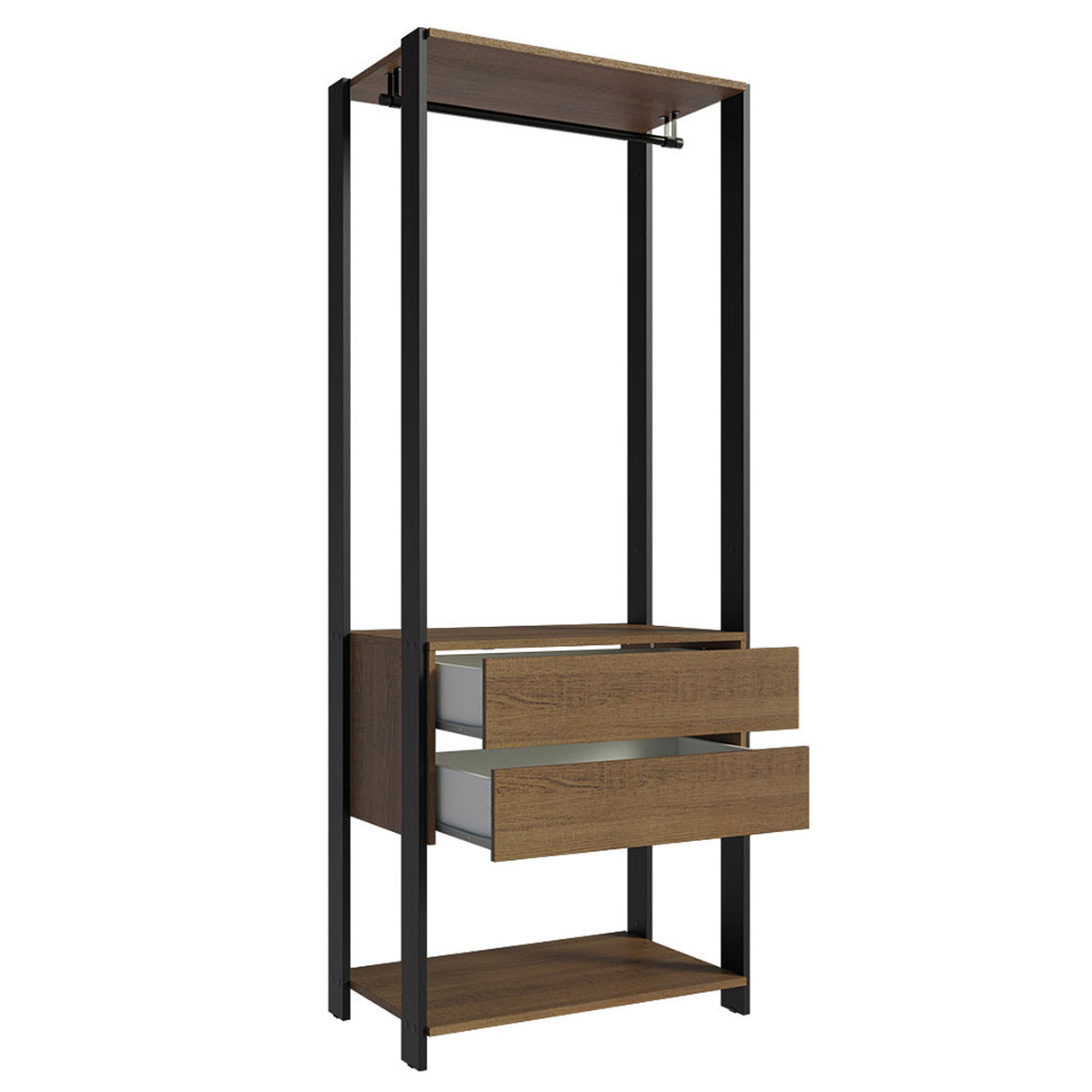 Closet Abierto Valencia Marron y Negro 70x180cm con Dos Entrepaños - CLOSETS | Bylmo
