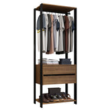 Closet Abierto Valencia Marron y Negro 70x180cm con Dos Entrepaños - CLOSETS | Bylmo