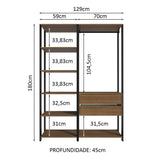 Closet Abierto Valencia Marron y Negro 70x180cm con Seis Entrepaños - CLOSETS | Bylmo
