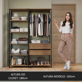 Closet Abierto Valencia Marron y Negro 70x180cm con Seis Entrepaños - CLOSETS | Bylmo