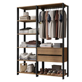 Closet Abierto Valencia Marron y Negro 70x180cm con Seis Entrepaños - CLOSETS | Bylmo
