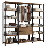 Closet Abierto Valencia Marron y Negro 188x180cm con Diez Entrepaños - CLOSETS | Bylmo