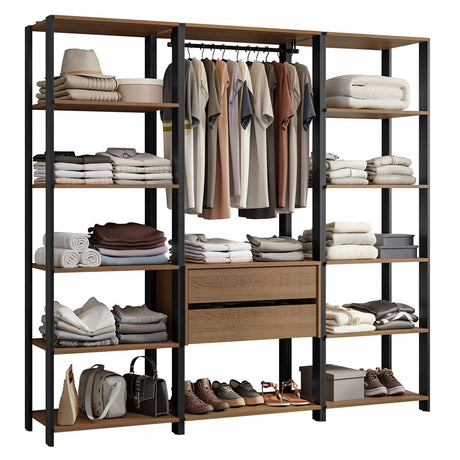 Closet Abierto Valencia Marron y Negro 188x180cm con Diez Entrepaños - CLOSETS | Bylmo