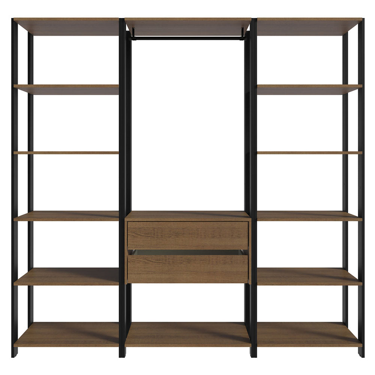 Closet Abierto Valencia Marron y Negro 188x180cm con Diez Entrepaños - CLOSETS | Bylmo