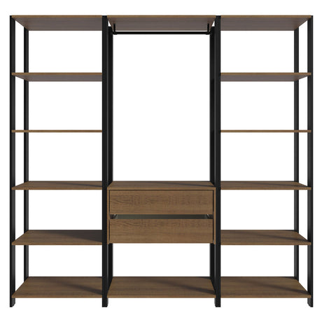 Closet Abierto Valencia Marron y Negro 188x180cm con Diez Entrepaños - CLOSETS | Bylmo