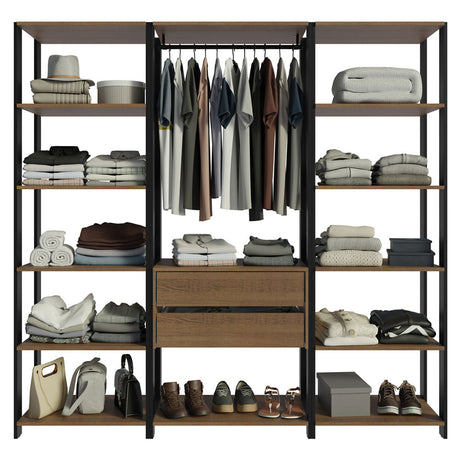 Closet Abierto Valencia Marron y Negro 188x180cm con Diez Entrepaños - CLOSETS | Bylmo
