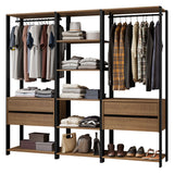 Closet Abierto Valencia Marron y Negro 199x180cm con Diez Entrepaños - CLOSETS | Bylmo