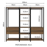 Closet Abierto Valencia Marron y Negro 199x180cm con Diez Entrepaños - CLOSETS | Bylmo