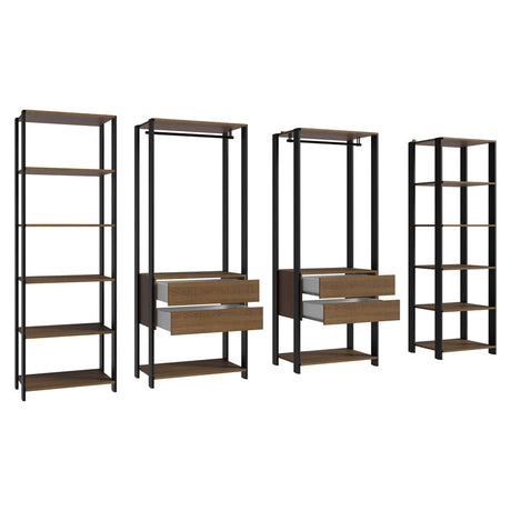 Closet Abierto Valencia Marron y Negro 258x180cm con Diez Entrepaños Modular - CLOSETS | Bylmo