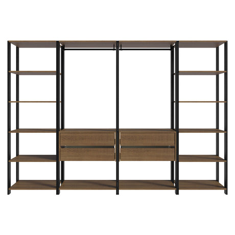 Closet Abierto Valencia Marron y Negro 258x180cm con Diez Entrepaños Modular - CLOSETS | Bylmo