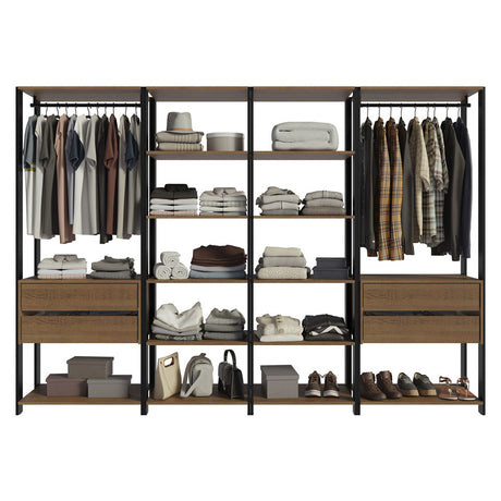 Closet Abierto Valencia Marron y Negro 258x180cm con Diez Entrepaños - CLOSETS | Bylmo