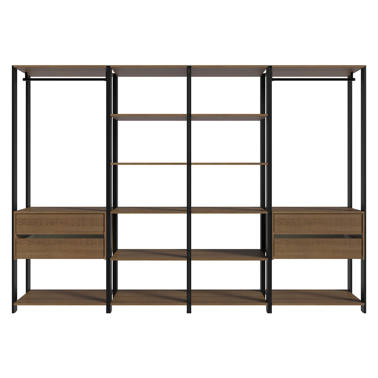 Closet Abierto Valencia Marron y Negro 258x180cm con Diez Entrepaños - CLOSETS | Bylmo