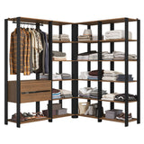 Closet Abierto Valencia Marron y Negro 337x180cm con Diez Entrepaños - CLOSETS | Bylmo