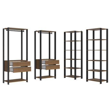 Closet Abierto Valencia Marron y Negro 358x180cm con Diez Entrepaños Modular - CLOSETS | Bylmo