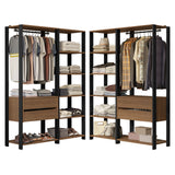 Closet Abierto Valencia Marron y Negro 358x180cm con Diez Entrepaños - CLOSETS | Bylmo