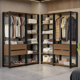 Closet Abierto Valencia Marron y Negro 358x180cm con Diez Entrepaños - CLOSETS | Bylmo