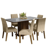 Combo Comedor y Sillas Alexis Marron y Gris 160x80cm Cuadrado de Seis Puestos con Seis Sillas - COMEDORES | Bylmo