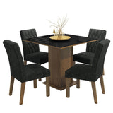 Combo Comedor y Sillas Anaju Marron y Negro Oxford 90x78cm Cuadrado de Cuatro Puestos con Cuatro Sillas - COMEDORES | Bylmo