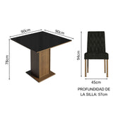 Combo Comedor y Sillas Anaju Marron y Negro Oxford 90x78cm Cuadrado de Cuatro Puestos con Cuatro Sillas - COMEDORES | Bylmo