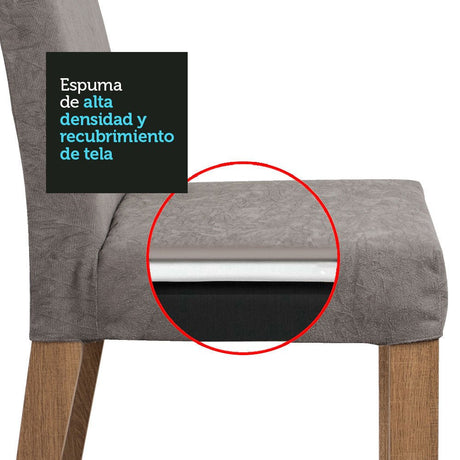 Combo Comedor y Sillas Anne Marron con Gris y Plata 90x79cm Cuadrado de Cuatro Puestos con Cuatro Sillas - COMEDORES | Bylmo