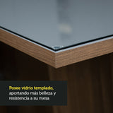 Combo Comedor y Sillas Anne Marron con Gris y Plata 90x79cm Cuadrado de Cuatro Puestos con Cuatro Sillas - COMEDORES | Bylmo