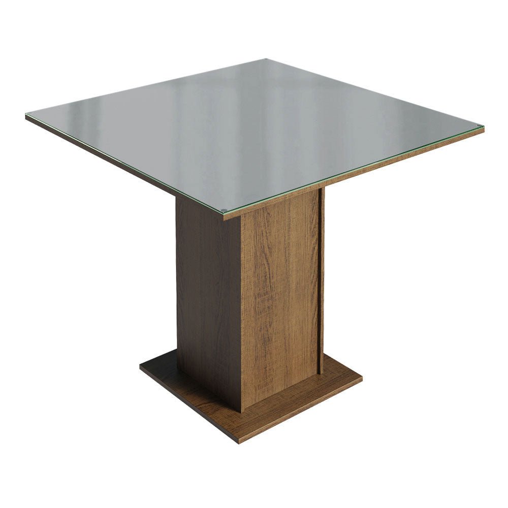 Combo Comedor y Sillas Anne Marron con Gris y Plata 90x79cm Cuadrado de Cuatro Puestos con Cuatro Sillas - COMEDORES | Bylmo