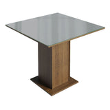 Combo Comedor y Sillas Anne Marron con Gris y Plata 90x79cm Cuadrado de Cuatro Puestos con Cuatro Sillas - COMEDORES | Bylmo