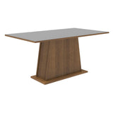 Combo Comedor y Sillas Ashley Marron y Gris 160x79cm Cuadrado de Cuatro Puestos con Cuatro Sillas - COMEDORES | Bylmo