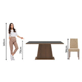 Combo Comedor y Sillas Ashley Marron y Negro 160x79cm Cuadrado de Cuatro Puestos con Cuatro Sillas - COMEDORES | Bylmo
