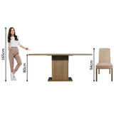 Combo Comedor y Sillas Avril Marron y Crema 160x80cm Cuadrado de Cuatro Puestos con Cuatro Sillas - COMEDORES | Bylmo