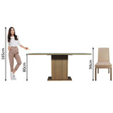 Combo Comedor y Sillas Avril Marron y Gris 160x80cm Cuadrado de Cuatro Puestos con Cuatro Sillas - COMEDORES | Bylmo