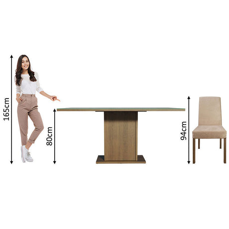 Combo Comedor y Sillas Avril Marron y Gris 160x80cm Cuadrado de Cuatro Puestos con Cuatro Sillas - COMEDORES | Bylmo