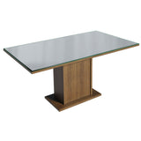 Combo Comedor y Sillas Avril Marron con Gris y Plata 160x80cm Cuadrado de Cuatro Puestos con Cuatro Sillas - COMEDORES | Bylmo