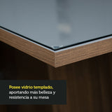 Combo Comedor y Sillas Avril Marron con Gris y Plata 160x80cm Cuadrado de Cuatro Puestos con Cuatro Sillas - COMEDORES | Bylmo
