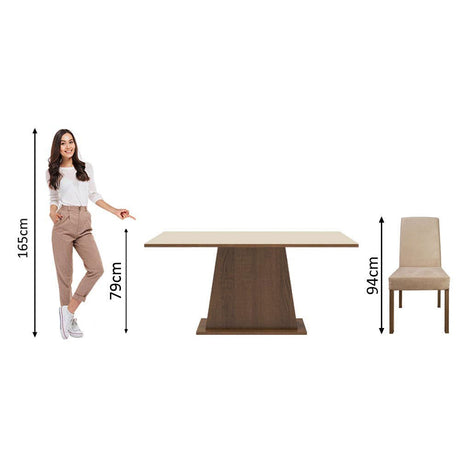 Combo Comedor y Sillas Flavia Marron y Crema 160x79cm Cuadrado de Cuatro Puestos con Cuatro Sillas - COMEDORES | Bylmo