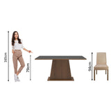 Combo Comedor y Sillas Flavia Marron y Negro 160x79cm Cuadrado de Cuatro Puestos con Cuatro Sillas - COMEDORES | Bylmo