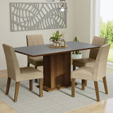 Combo Comedor y Sillas Keila Marron y Gris 160x79cm Cuadrado de Cuatro Puestos con Cuatro Sillas - COMEDORES | Bylmo