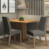 Combo Comedor y Sillas Manu Marron con Plata y Plata 104x78cm Cuadrado de Dos Puestos con Dos Sillas - COMEDORES | Bylmo