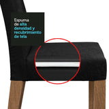 Combo Comedor y Sillas Marilia Marron y Negro Oxford 160x80cm Cuadrado de Cuatro Puestos con Cuatro Sillas - COMEDORES | Bylmo