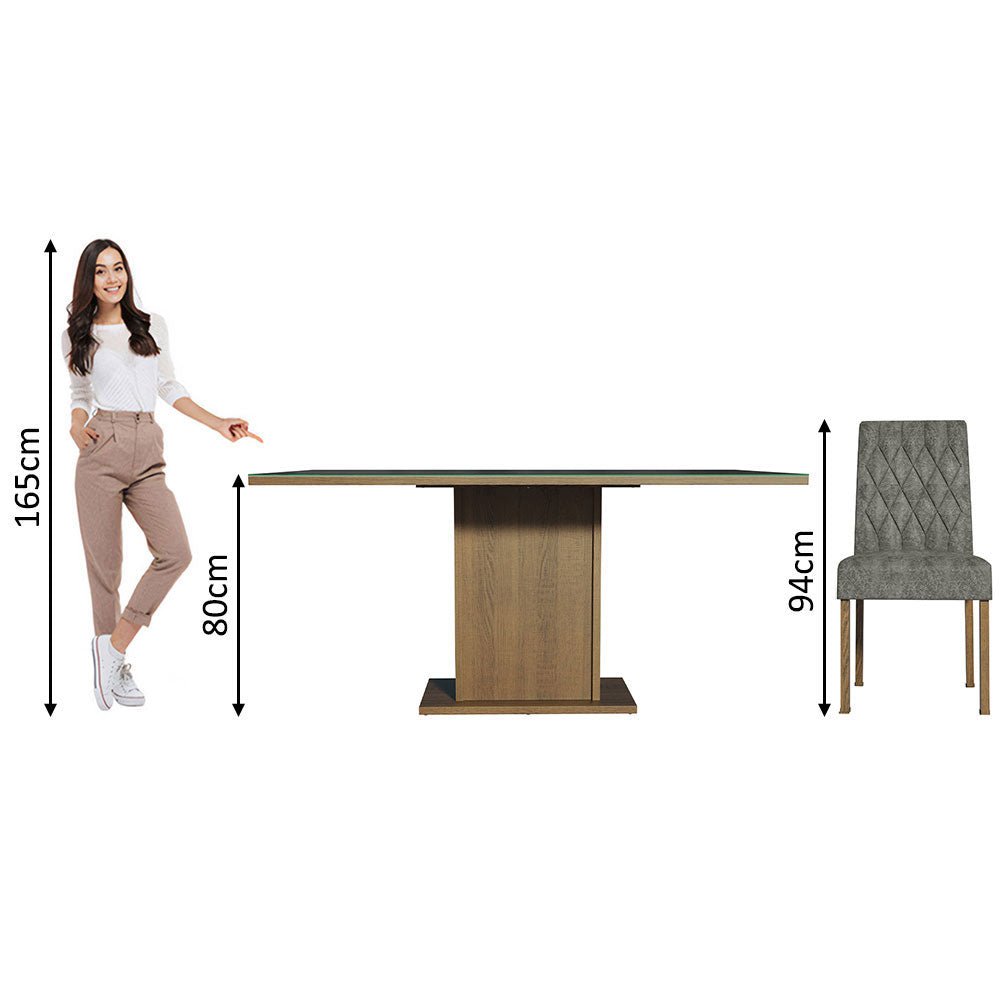 Combo Comedor y Sillas Marilia Marron con Negro y Plata 160x80cm Cuadrado de Cuatro Puestos con Cuatro Sillas - COMEDORES | Bylmo